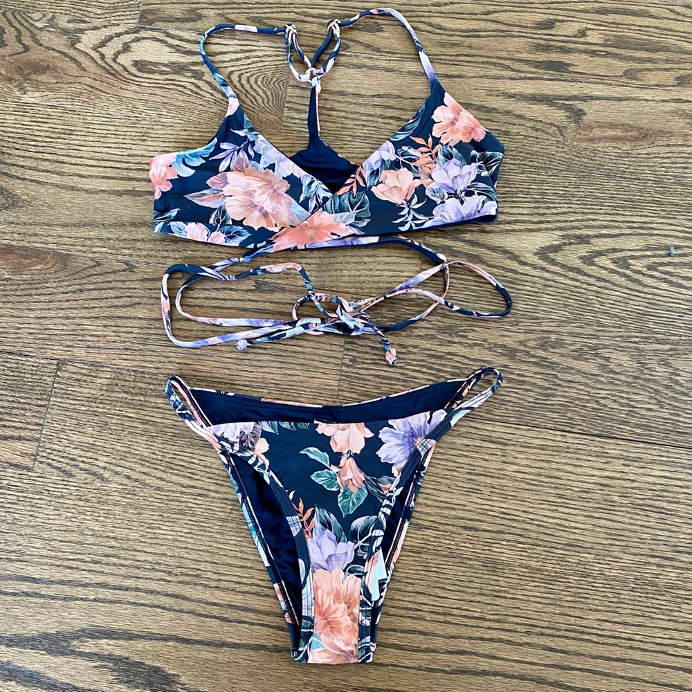 L*Space Forget Me Not Floral Bikini Set, Kristen Top & Jay Bottom, NWT